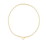 14k Yellow Gold Heart Element Paperclip Necklace thumbnail 2