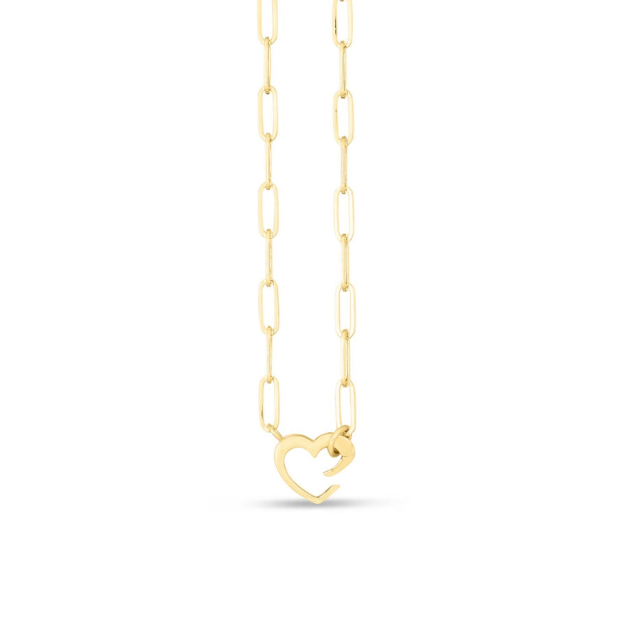 14k Yellow Gold Heart Element Paperclip Necklace