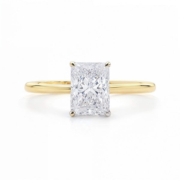 2 Carat Radiant Lab Grown IGI G/VS1 Diamond Solitaire Ring in 14K Yellow Gold