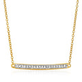 14K yellow gold necklace with diamond bar pendant, 1/10 carat total weight