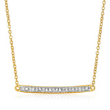 14K yellow gold necklace with diamond bar pendant, 1/10 carat total weight thumbnail 1