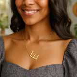 14K Yellow Gold Yours Truly Large Initial E Necklace thumbnail 3