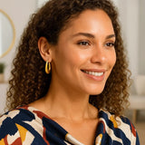 14K Yellow Gold Graduated Oval Hoop Earrings thumbnail 2