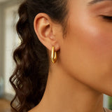 14K Yellow Gold Graduated Oval Hoop Earrings thumbnail 4