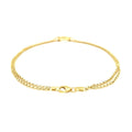 10K yellow gold double rolo chain anklet with open heart station