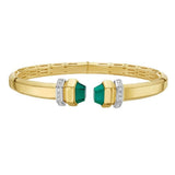 14K Yellow Gold Green Pyramid Art Deco Cuff Bangle (10.70 mm) thumbnail 2