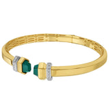 14K Yellow Gold Green Pyramid Art Deco Cuff Bangle (10.70 mm) thumbnail 3