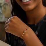 14K Yellow Gold Blue Topaz Open Cuff Bangle (2.00 mm) thumbnail 4