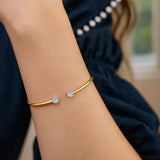 14K Yellow Gold Blue Topaz Open Cuff Bangle (2.00 mm) thumbnail 5