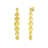 14K yellow gold heart drop earrings with polished heart-shaped forms thumbnail 1