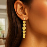 14K Yellow Gold Heart Drop Earrings thumbnail 5