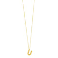14K yellow gold initial letter U pendant with polished solid gold form