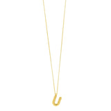 14K yellow gold initial letter U pendant with polished solid gold form thumbnail 1