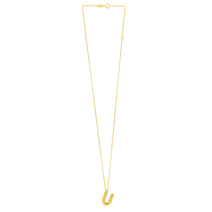 14K Yellow Gold Helium Initial U Pendant