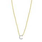 14K yellow gold C initial pendant necklace with pave diamond accents thumbnail 1
