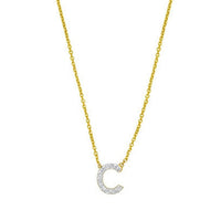 14K Yellow Gold Mini Diamond C Initial Pendant Necklace