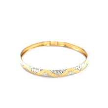 Load image into Gallery viewer, 10k Two-Tone Gold Textured Zigzag Style Bangle (6.00 mm)