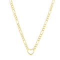 10K yellow gold heart pendant necklace on a Figaro chain