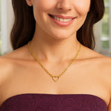 10K Yellow Gold Figaro Chain Heart Necklace thumbnail 2