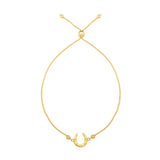 Adjustable Horseshoe Draw String Bracelet in 14K Yellow Gold thumbnail 1