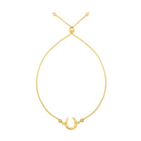 Adjustable Horseshoe Draw String Bracelet in 14K Yellow Gold