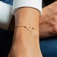 Adjustable Horseshoe Draw String Bracelet in 14K Yellow Gold