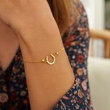 Adjustable Horseshoe Draw String Bracelet in 14K Yellow Gold thumbnail 3