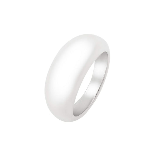 925 sterling silver rhodium plated sculpted domed ring with a smooth curved profile