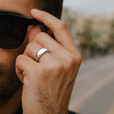 Sterling Silver Rhodium Plated Sculpted Domed Ring thumbnail 2