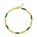14K yellow gold bracelet with rectangle malachite stone links