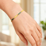 14K Yellow Gold Malachite Rectangle Links Bracelet (3.50 mm) thumbnail 5