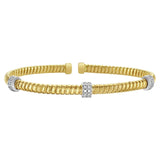 14K Yellow Gold Diamond Triple Station Tubogas Cuff thumbnail 2