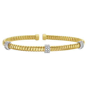 14K Yellow Gold Diamond Triple Station Tubogas Cuff