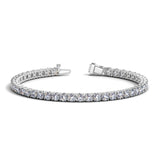 14K white gold tennis bracelet with round diamond stones in a continuous line thumbnail 1
