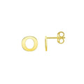 14K yellow gold initial O stud earrings with smooth polished letter form