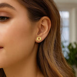 14K Yellow Gold Yours Truly Initial O Stud Earrings thumbnail 2