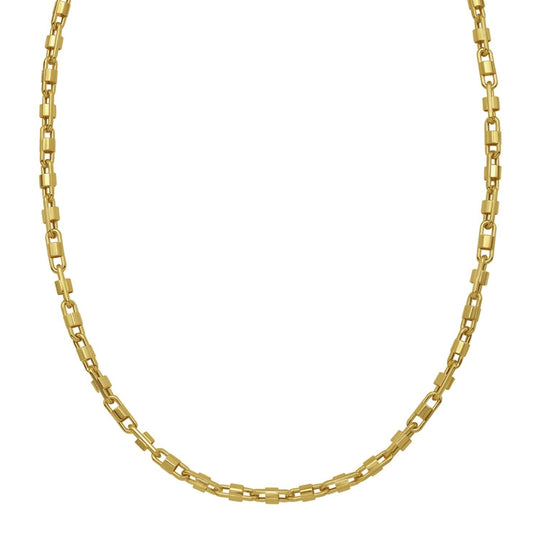 14K yellow gold square Byzantine chain necklace 2.00 mm