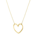 14K yellow gold large open heart necklace with heart-shaped pendant
