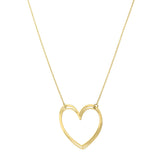 14K yellow gold large open heart necklace with heart-shaped pendant thumbnail 1