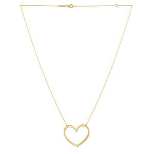 Large Open Heart Necklace in 14K Yellow Gold