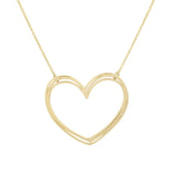 Large Open Heart Necklace in 14K Yellow Gold thumbnail 4