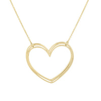 Large Open Heart Necklace in 14K Yellow Gold