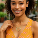 Large Open Heart Necklace in 14K Yellow Gold thumbnail 6