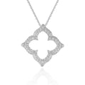 14K white gold flower pendant necklace with cut-out diamond petals