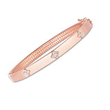 14K rose gold bangle with three round diamond stones set across the front thumbnail 1