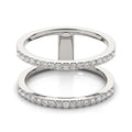 14K white gold dual band ring with round diamond stones
