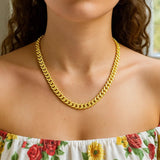 14k Yellow Gold Polished Miami Cuban Chain Necklace thumbnail 5