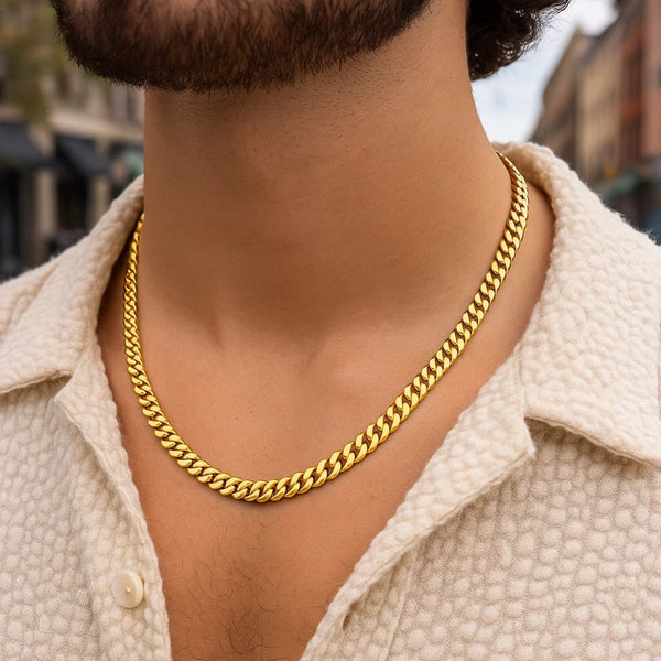 14k Yellow Gold Polished Miami Cuban Chain Necklace