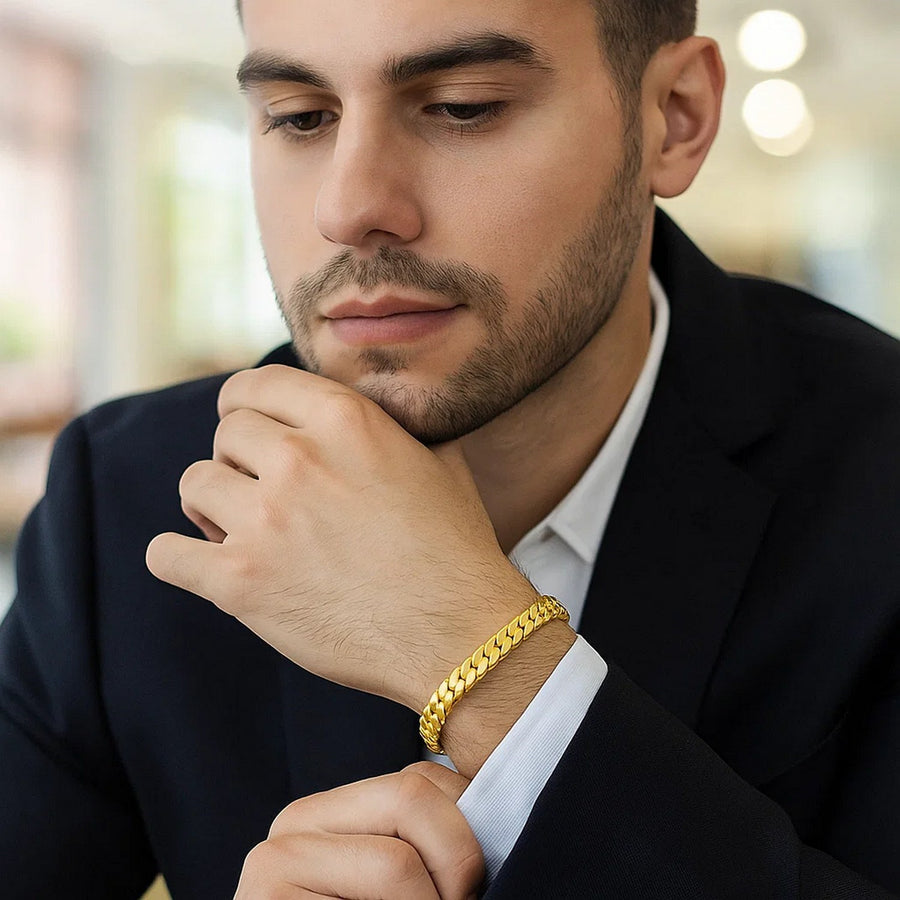 14k Yellow Gold 8 inch Mens Curb Chain Bracelet
