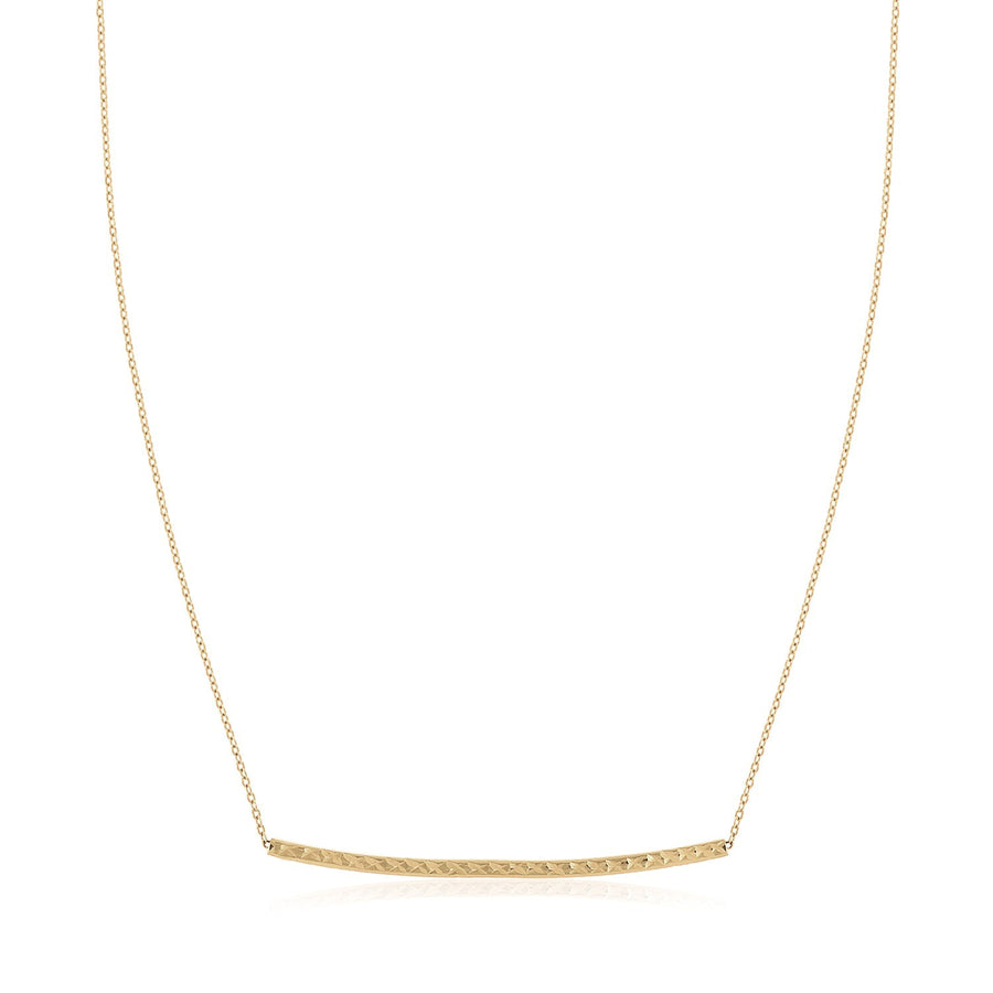 14k Yellow Gold Thin Textured Bar Necklace